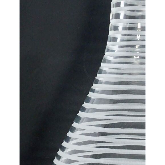 Vintage 12" Polish Made Hand Blown Glass Bottle Vase with Etched Circles - Picture 3 of 11